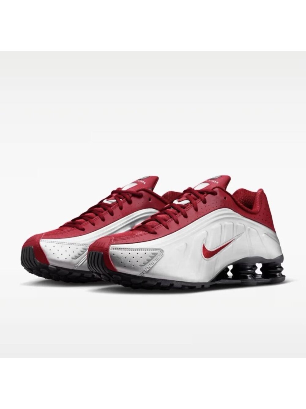 Nike Shox R4 Metallic Silver Team Crimson Black Shoes HQ1988-009 Men’s Sizes